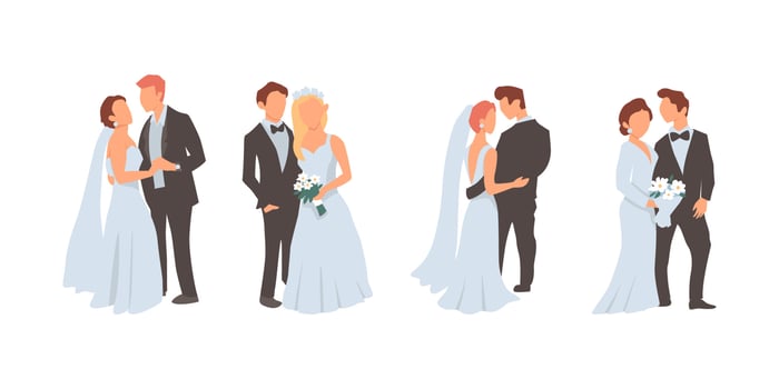wedding couple illustration flat vector design