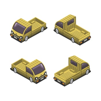 pick up cars isometric vector illustration design