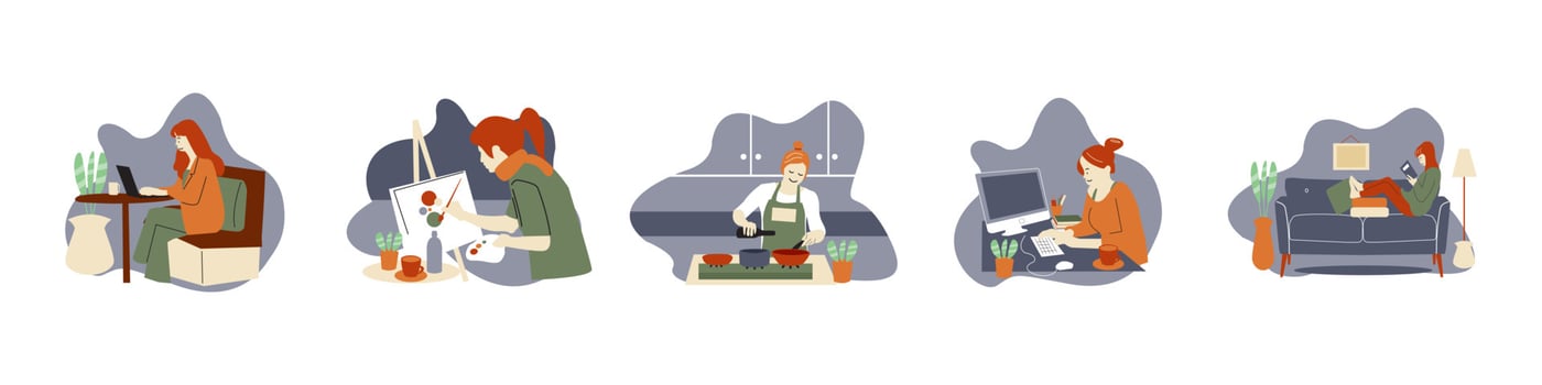 home activity flat vector illustration design