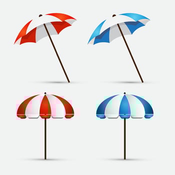 Collection of beach umbrella cartoon design icon vector. vector