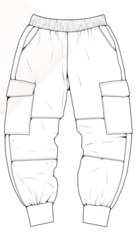 Men Cargo Pants outline  Vector Template, Men Cargo Pants in a sketch style, trainers template outline, vector Illustration.