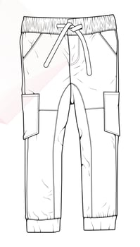 Men Cargo Pants outline  Vector Template, Men Cargo Pants in a sketch style, trainers template outline, vector Illustration.