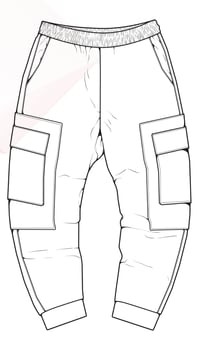 Men Cargo Pants outline  Vector Template, Men Cargo Pants in a sketch style, trainers template outline, vector Illustration.