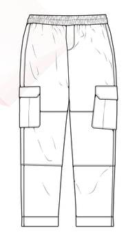 Men Cargo Pants outline  Vector Template, Men Cargo Pants in a sketch style, trainers template outline, vector Illustration.