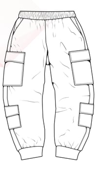 Men Cargo Pants outline  Vector Template, Men Cargo Pants in a sketch style, trainers template outline, vector Illustration.