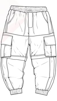 Men Cargo Pants outline  Vector Template, Men Cargo Pants in a sketch style, trainers template outline, vector Illustration.