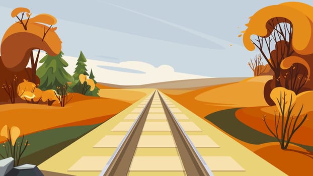 Railroad in autumn season. vector