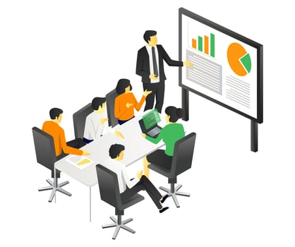 The team is having discussions and meetings about the investment business vector