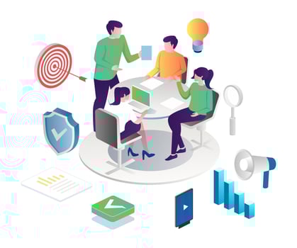 The work team is in a meeting to improve marketing strategy vector