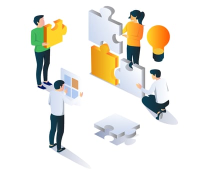 people putting together a puzzle vector