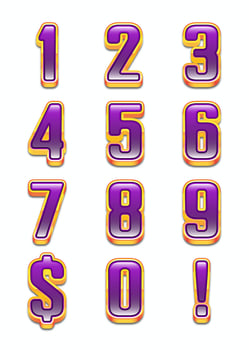 golden purple abstract numbers set vector illustration