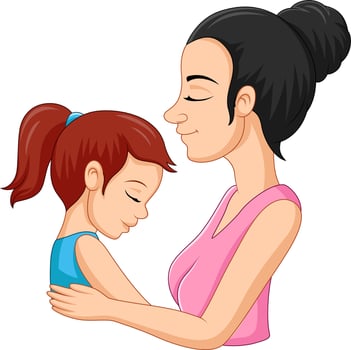 Illustration of a mother hugging her daughter vector