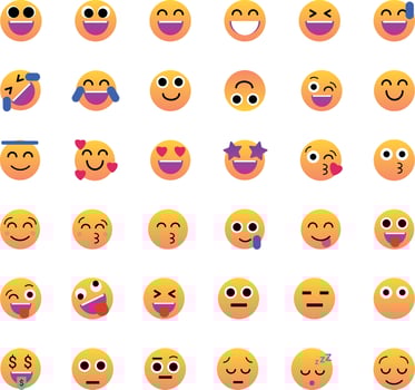 Collection of smiling emoji reactions for social network vector