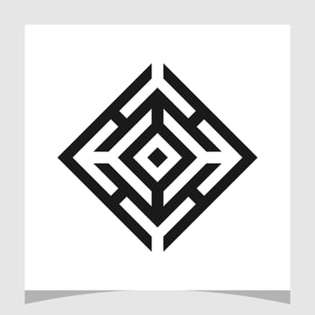 square rhombus Labyrinth Maze Target Board Logo design vector