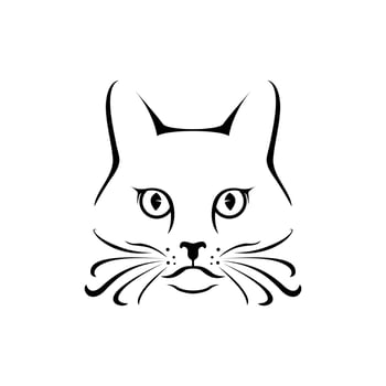 Simple Minimalist Cat Face Illustration Vector Design