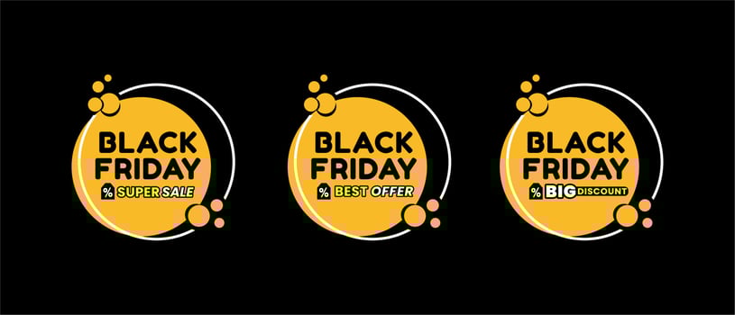 Golden Black Friday Label Template, Discount Sale Promo Sticker Gold Label Vector Design