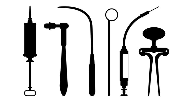 Old Silhouette medical equipment, Dentistry, Dental,drug, medicine, pill vector illustation