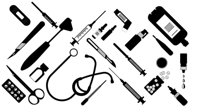 Silhouette medical equipment, Dentistry, Dental,drug, medicine, pill vector illustation