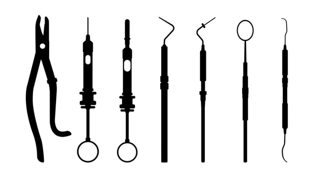 Silhouette medical equipment, Dentistry, Dental,drug, medicine, pill vector illustation