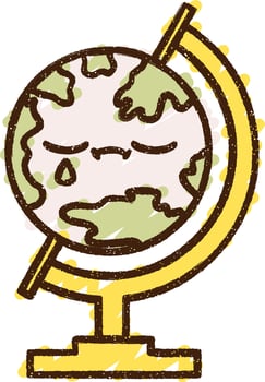 Crying Globe Chalk Drawing vector