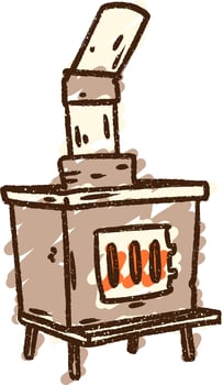 Log Burner Chalk Drawing vector