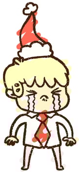 Crying Office Worker Chalk Drawing vector