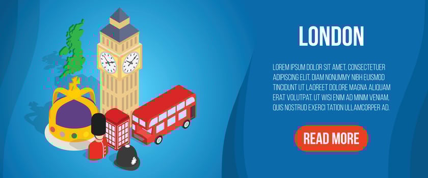 London concept banner, isometric style vector