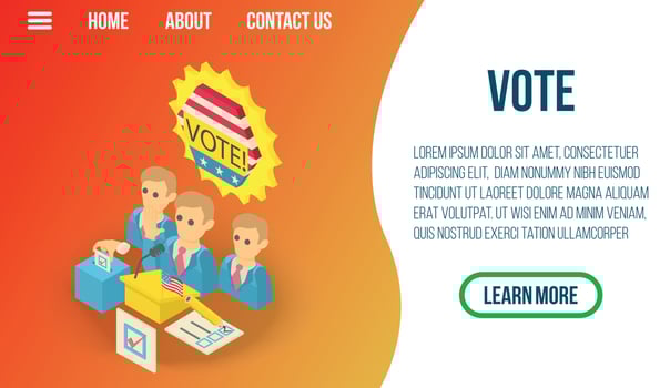 Vote concept banner, isometric style vector