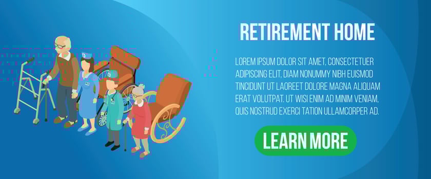 Retirement house concept banner, isometric style vector