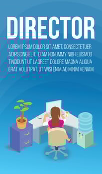 Director concept banner, isometric style vector