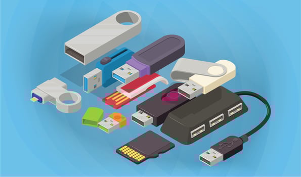 Flash drive concept banner, isometric style vector