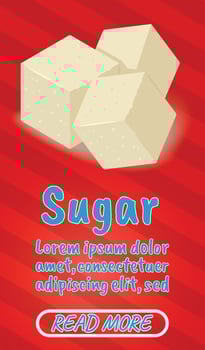 Sugar concept banner, comics isometric style vector