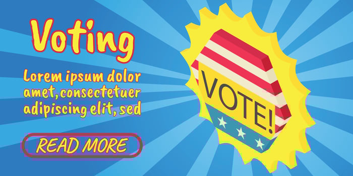Voting concept banner, comics isometric style vector