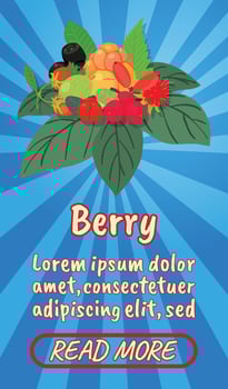 Berry concept banner, comics isometric style vector
