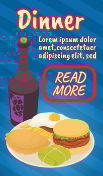 Dinner concept banner, comics isometric style vector