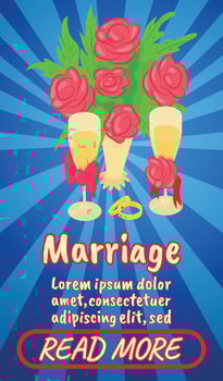 Marriage concept banner, comics isometric style vector