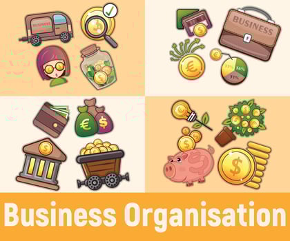 Business organisation concept banner, cartoon style vector