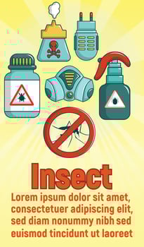 Insect concept banner, cartoon style vector