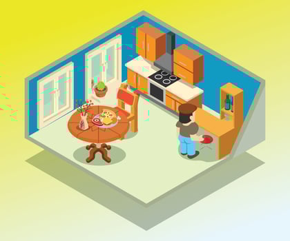 Livingroom concept banner, isometric style vector