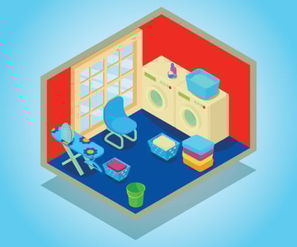 Washable concept banner, isometric style vector