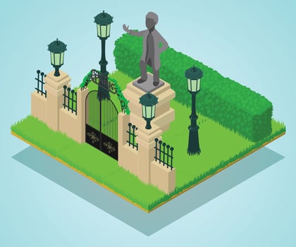 Memorial concept banner, isometric style vector