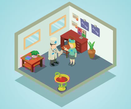 Clinic concept banner, isometric style vector