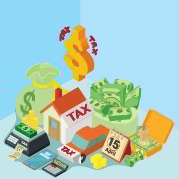 Tax form concept banner, isometric style vector