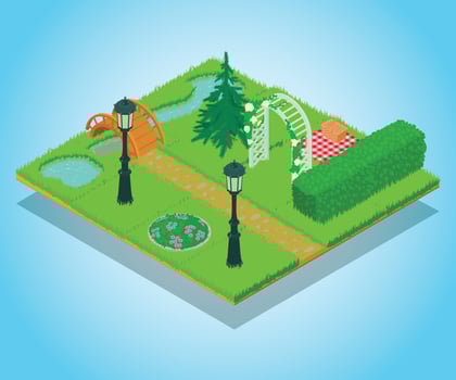 Yard concept banner, isometric style vector