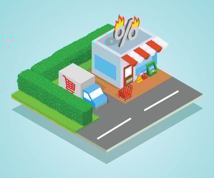 Shop concept banner, isometric style vector