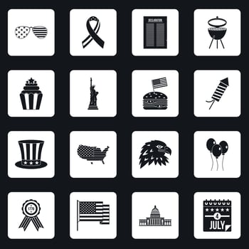 Independence day flag icons set squares vector