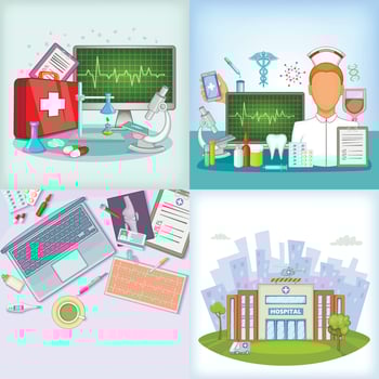 Medicine banner set, cartoon style vector