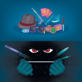 Spy banner set horizontal, cartoon style vector