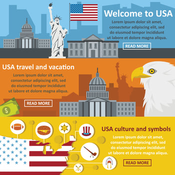 USA symbols banner horizontal set, flat style vector