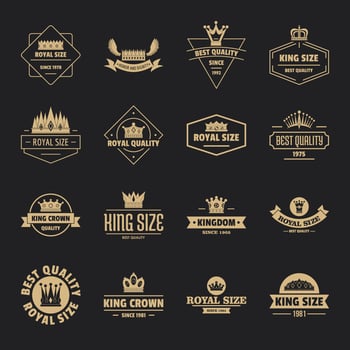 Crown royal logo icons set, simple style vector